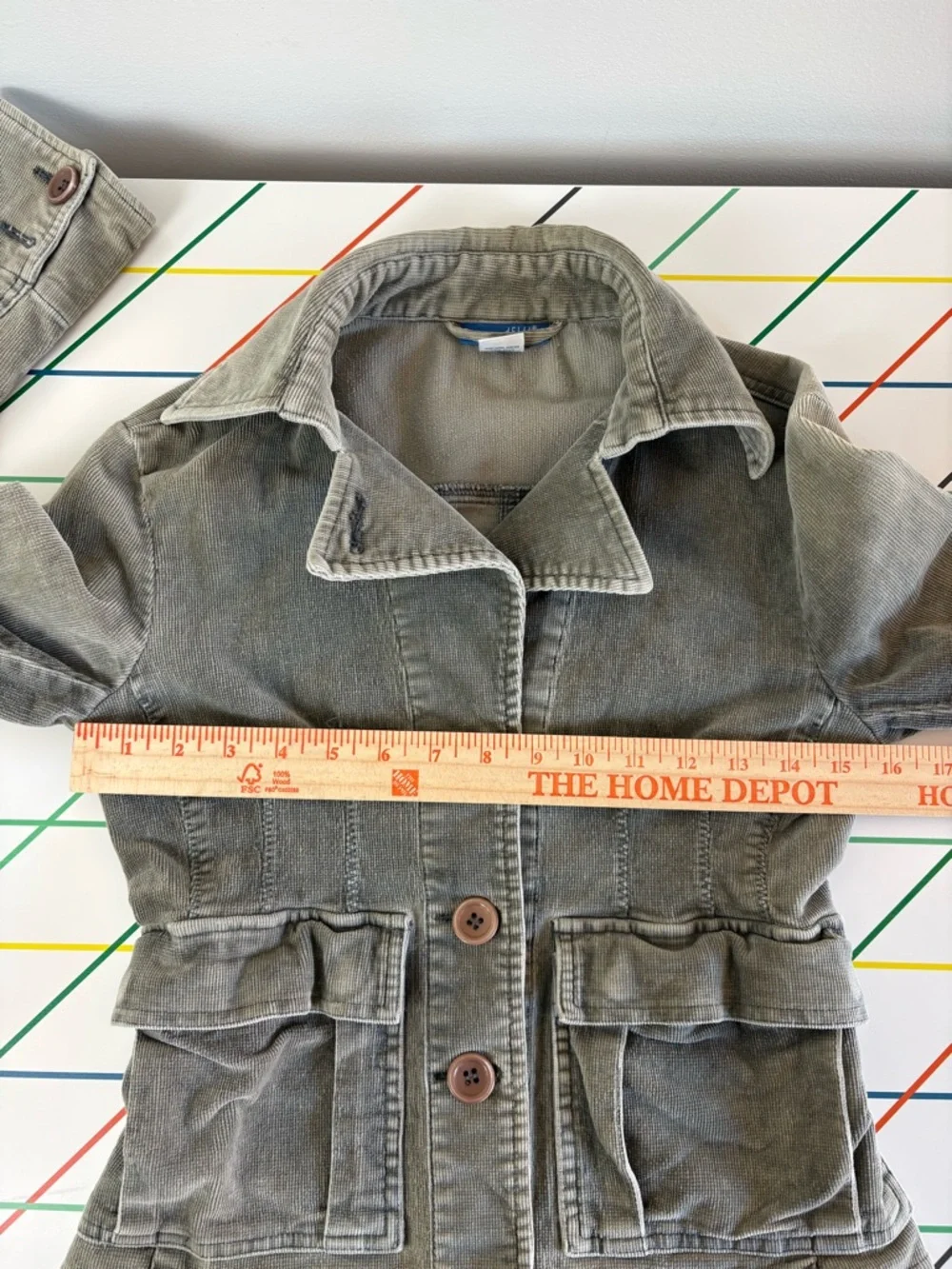 dELiA*s Grey-Green Utility Button-Front Jacket vintage Y2K XS Veronica Mars - Picture 8 of 12